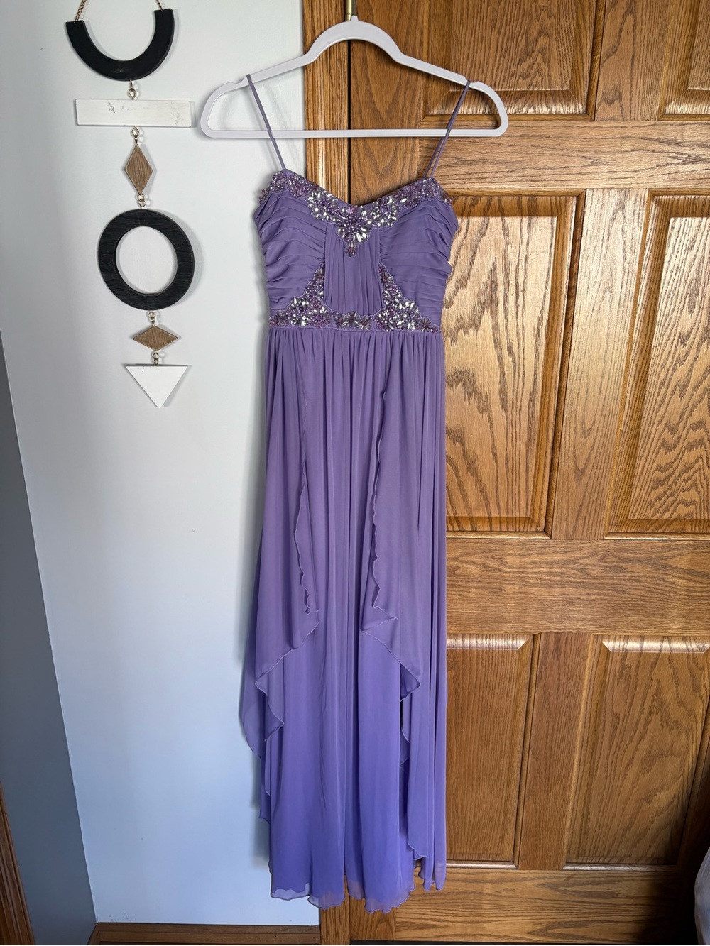 Deb Lavender Spaghetti-Strap Dress with Beaded Bodice